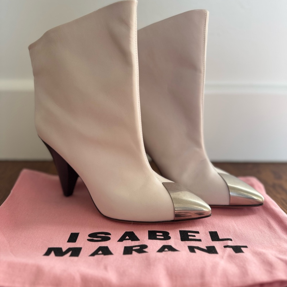Isabel Marant Cream Leather Ankle Boots